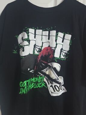 Black Graphic Short-Sleeve Tee with Green & Red Print